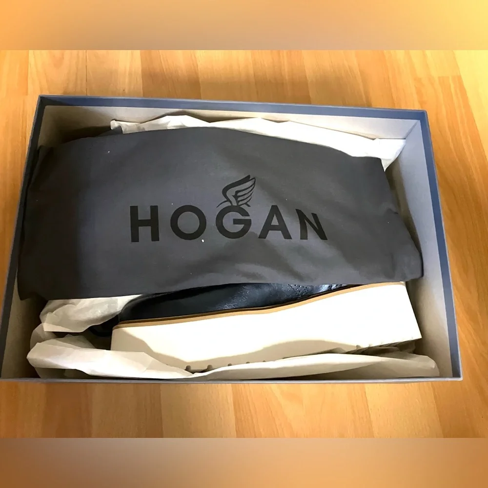 Hogan Metallic Blue & White Platform Oxford Shoes: Size 7 (US 37)